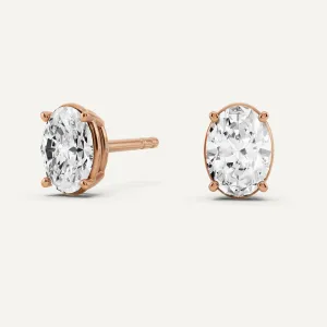 1 ctw Oval Diamond Solitaire Stud Earrings