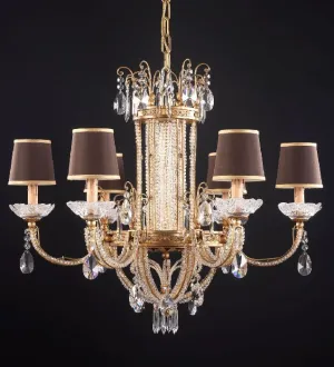 10 Light Silver Chandelier With Bohemian Crystals