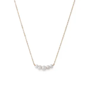 14 Karat Gold Necklace with 5 Cultured Freshwater Pearls