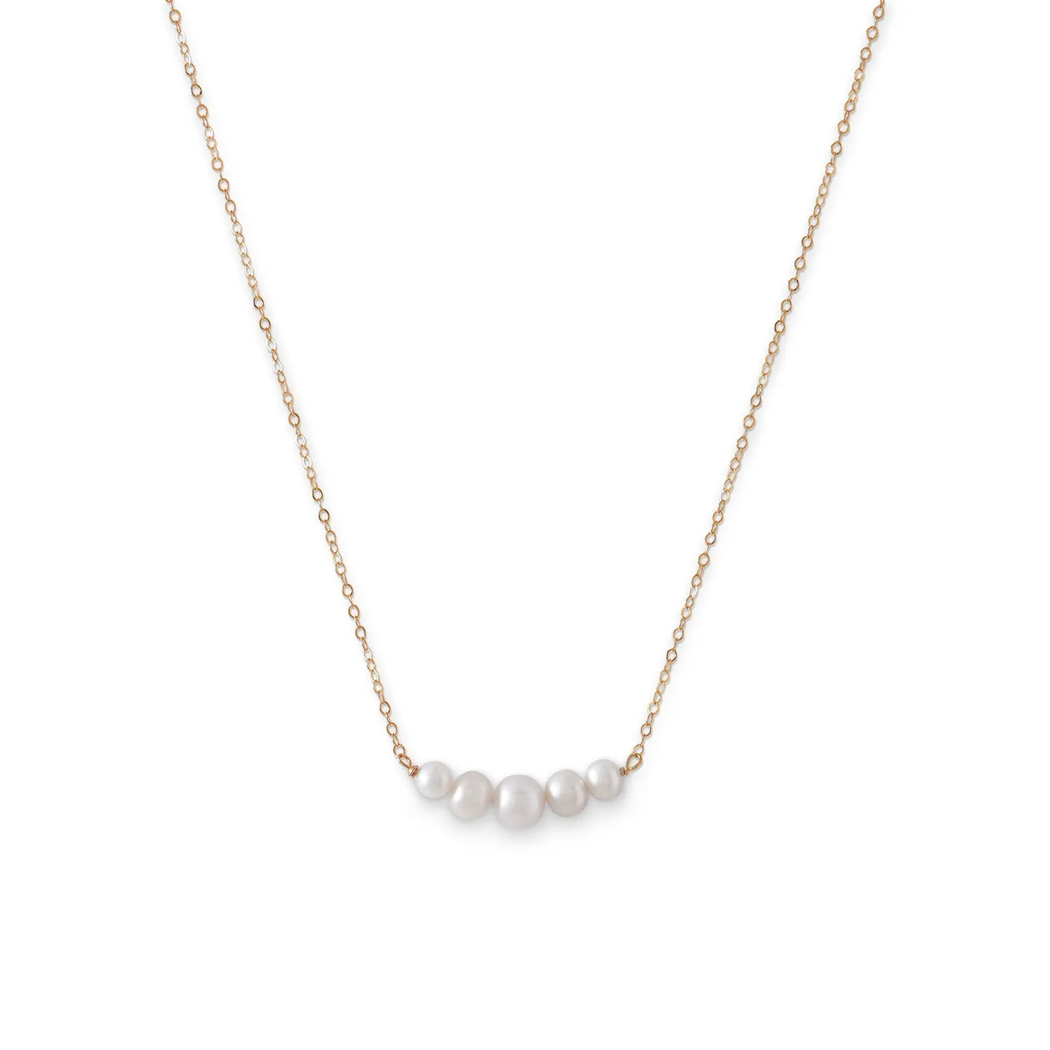 14 Karat Gold Necklace with 5 Cultured Freshwater Pearls