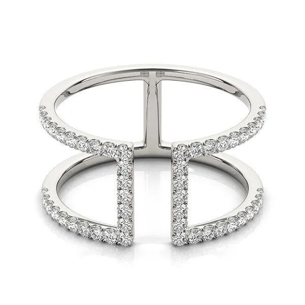 14k White Gold Modern Dual Band Style Diamond Ring (1/2 cttw)