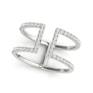 14k White Gold Modern Dual Band Style Diamond Ring (1/2 cttw)