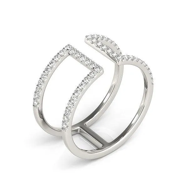 14k White Gold Modern Dual Band Style Diamond Ring (1/2 cttw)