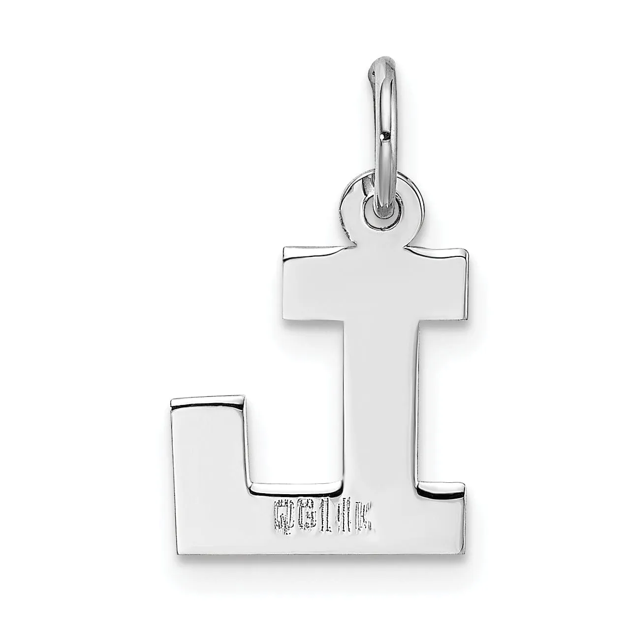 14k White Gold Small Block Design Letter L Initial Pendant