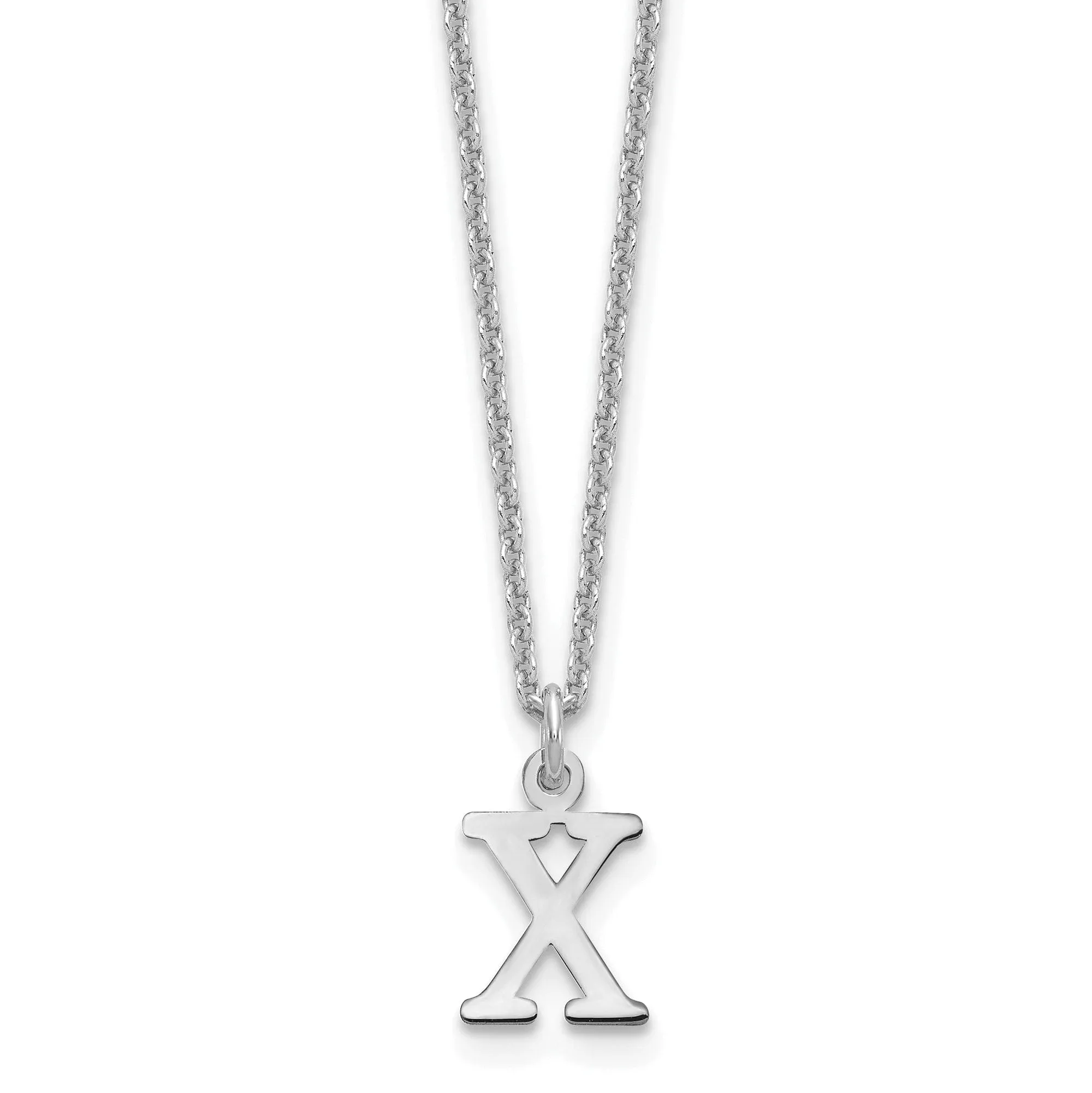 14k White Gold Tiny Cut Out Block Letter Y Initial Pendant and Necklace