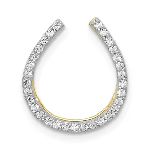 14k Yellow Gold and White Rhodium 1/6ct Diamond Horseshoe Chain Slide Pendant will not fit omega chain