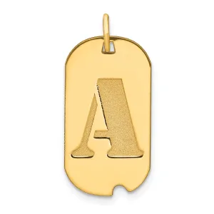 14k Yellow Gold Polished Finish Block Letter A Initial Design Dog Tag Charm Pendant