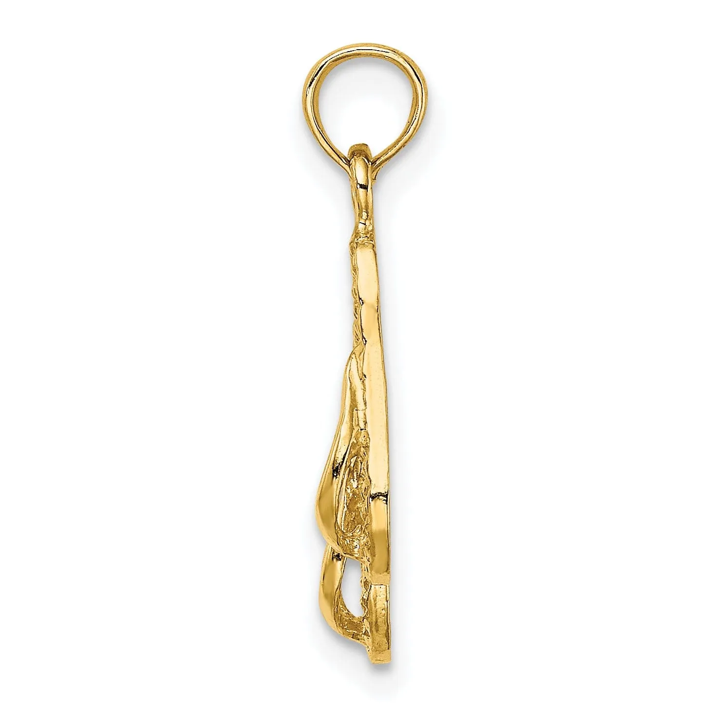 14K Yellow Gold Polished Finish Reversible ANTIGUA, W.I. Double Flip-Flop Sandle Charm Pendant