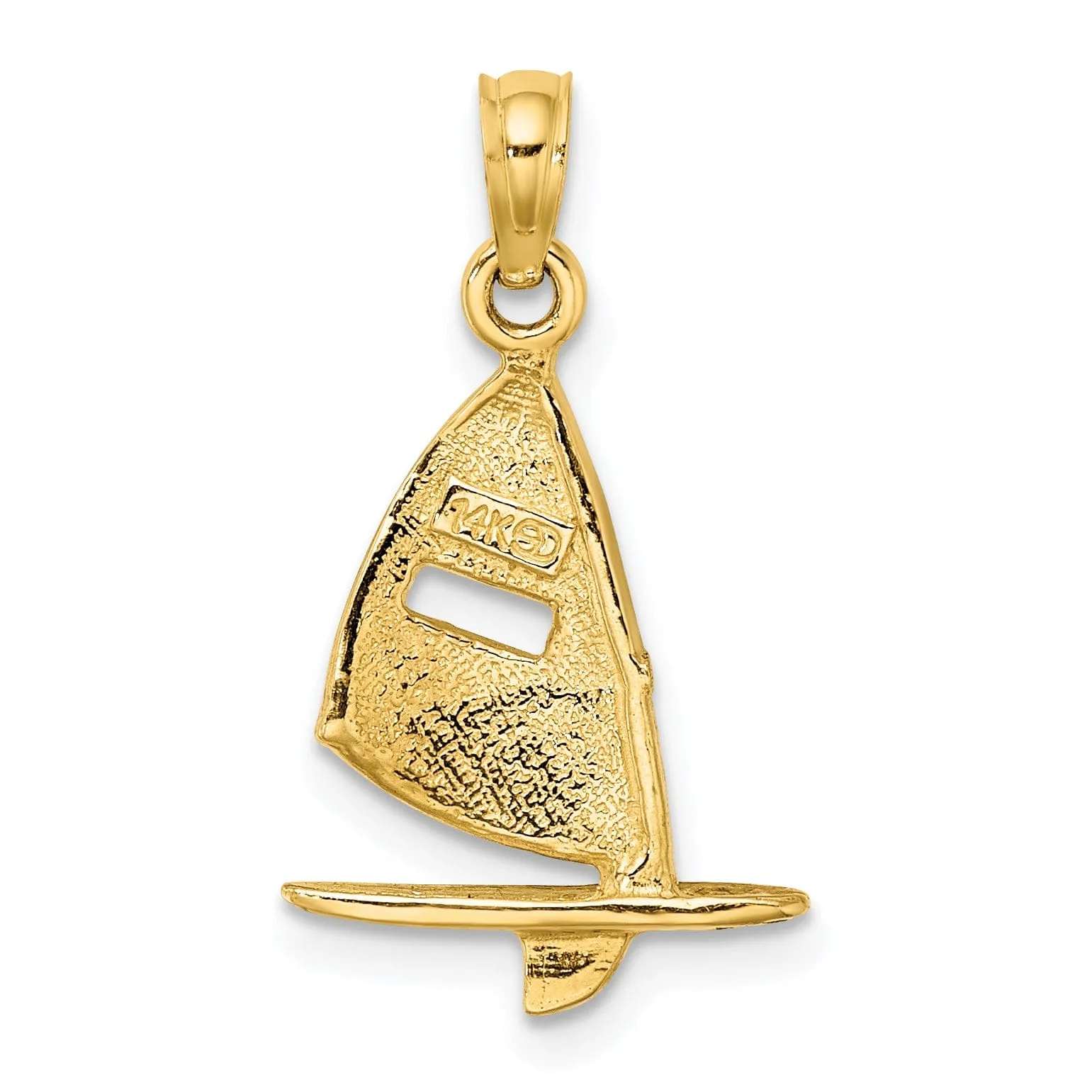 14K Yellow Gold Polished Windsail Surfboard Pendant