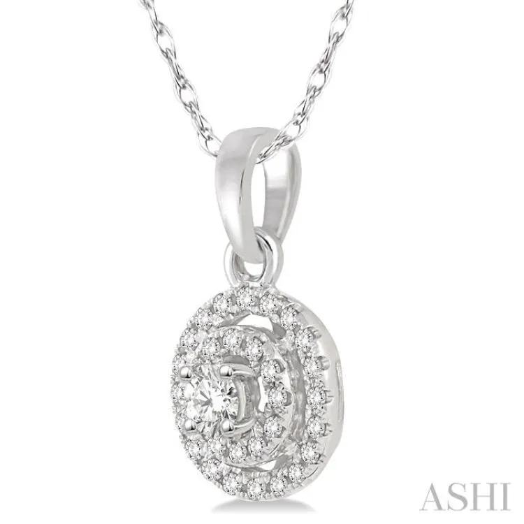 1/5 Ctw Round Cut Diamond Fashion Pendant in 14K White Gold with Chain