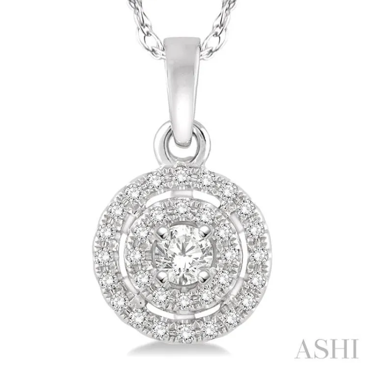 1/5 Ctw Round Cut Diamond Fashion Pendant in 14K White Gold with Chain