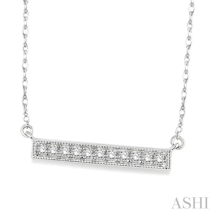 1/5 Ctw Round Cut Diamond Stick Pendant in 10K White Gold with Chain