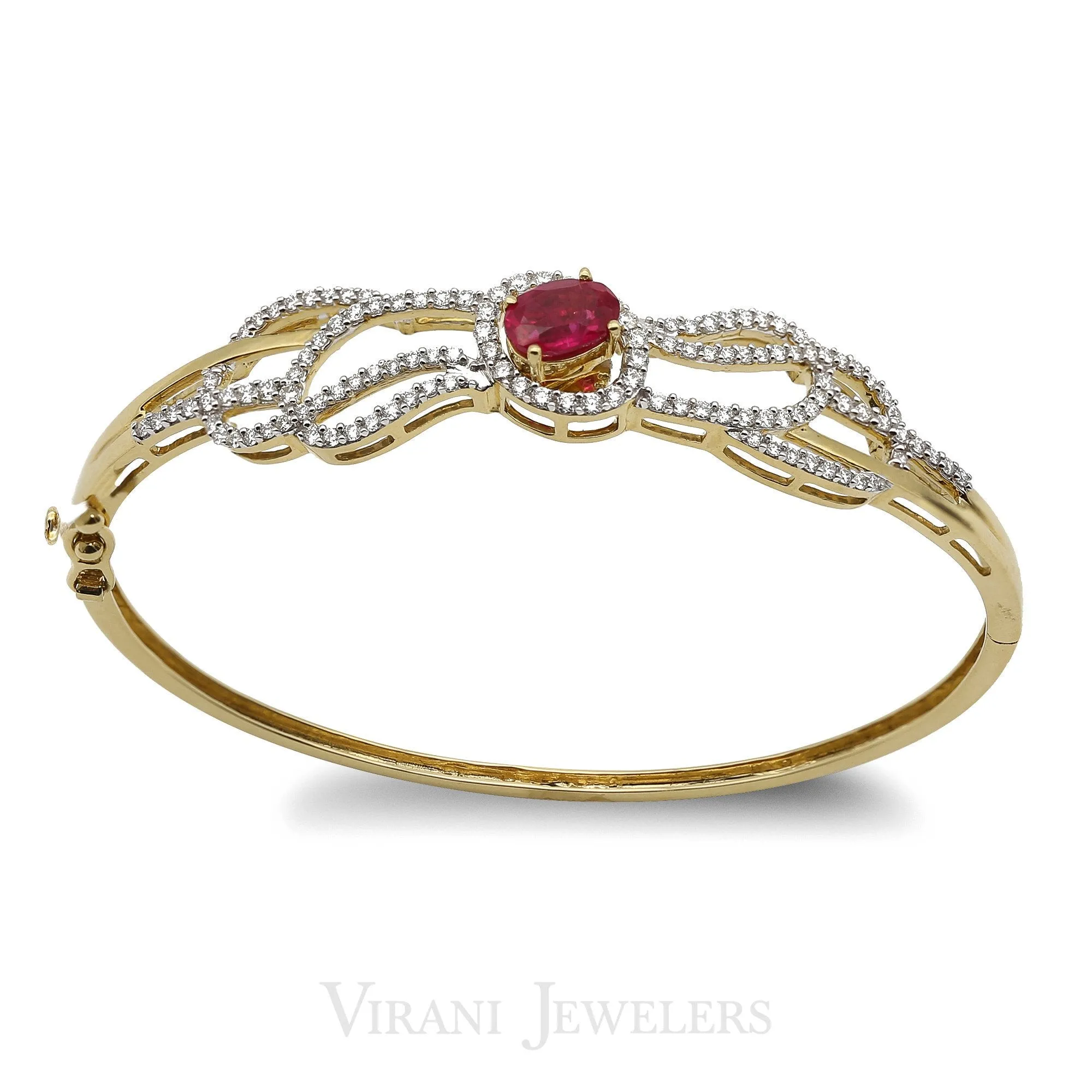 18K Gold Diamond Ruby Emerald Sapphire Bangle