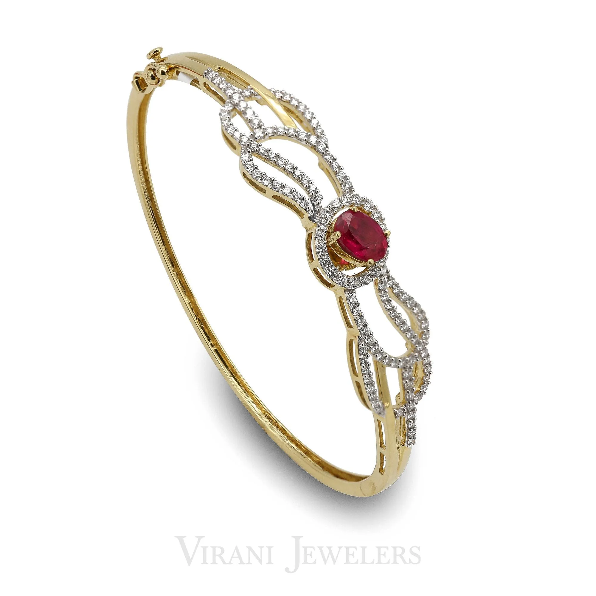 18K Gold Diamond Ruby Emerald Sapphire Bangle