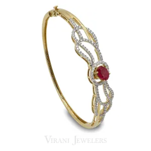 18K Gold Diamond Ruby Emerald Sapphire Bangle