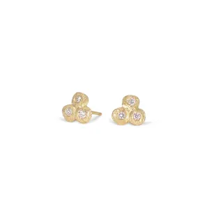 18K Triple Diamond Dot Earrings