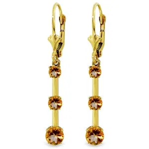 2.5 Carat 14K Solid Yellow Gold Generoity Citrine Earrings