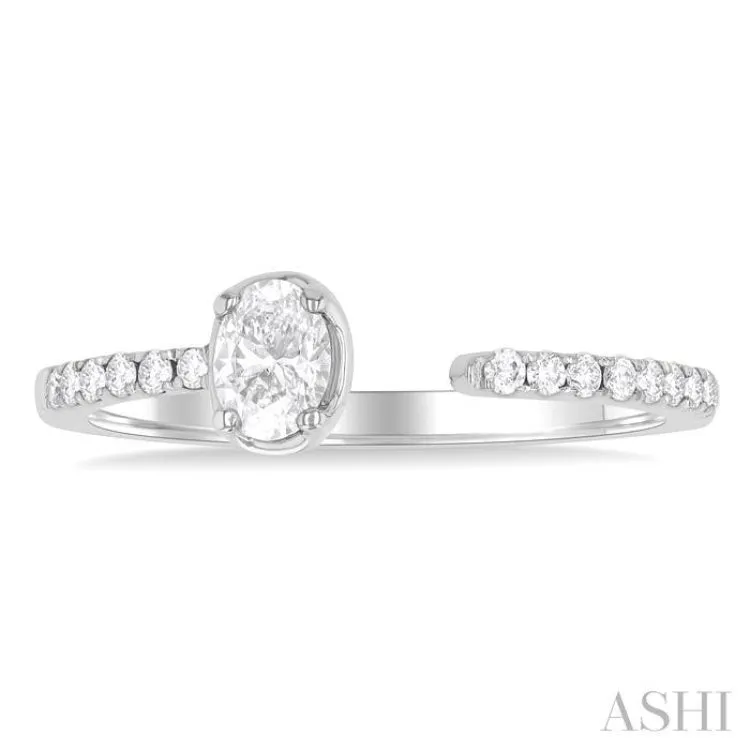 3/8 ctw Oval and Round Cut Diamond Fashion Open Ring in 14K White Gold