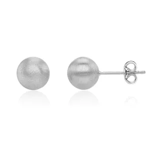 9K White Gold 8mm Satin Ball Stud Earrings