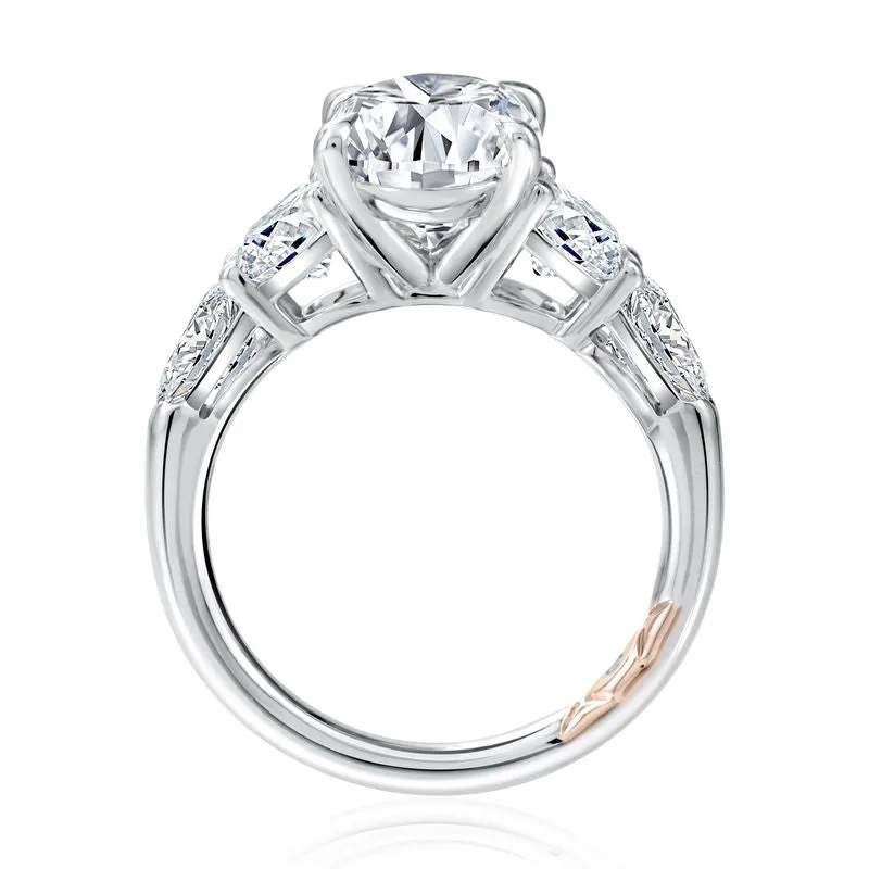 A.Jaffe Engagement Rings Modern Five Stone Diamond Engagement Ring with Round and Pear Shaped Stones MECOV3009L/306