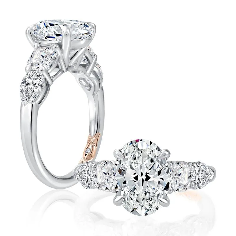 A.Jaffe Engagement Rings Modern Five Stone Diamond Engagement Ring with Round and Pear Shaped Stones MECOV3009L/306