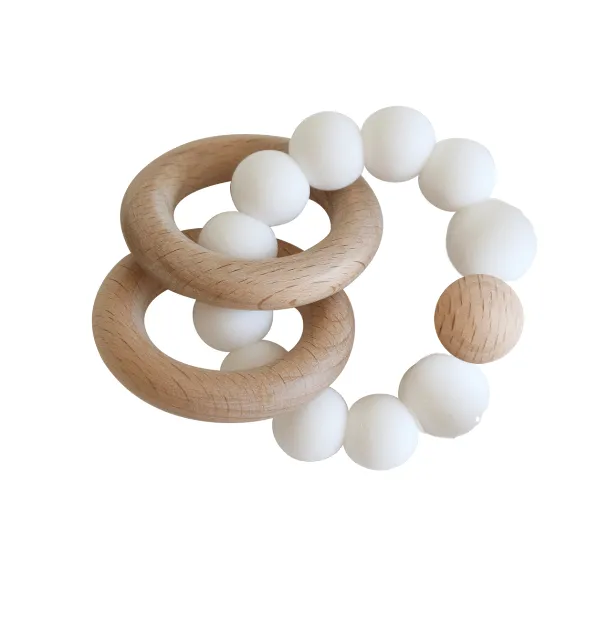 Alimrose Teether | Beechwood Teething Rings Set | Milk