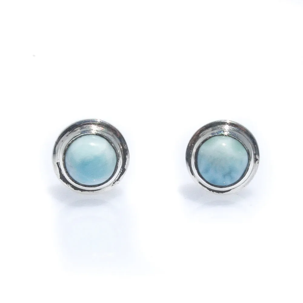 Azure Whispers Round Larimar Studs