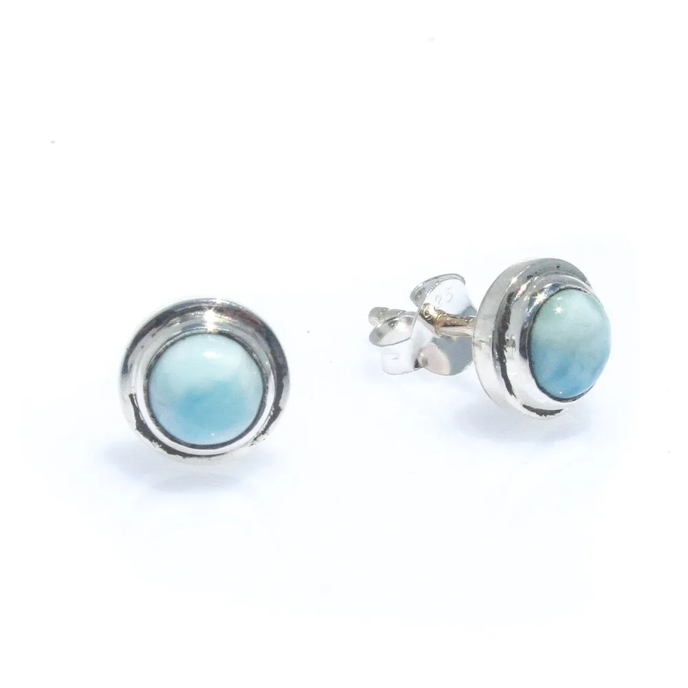 Azure Whispers Round Larimar Studs