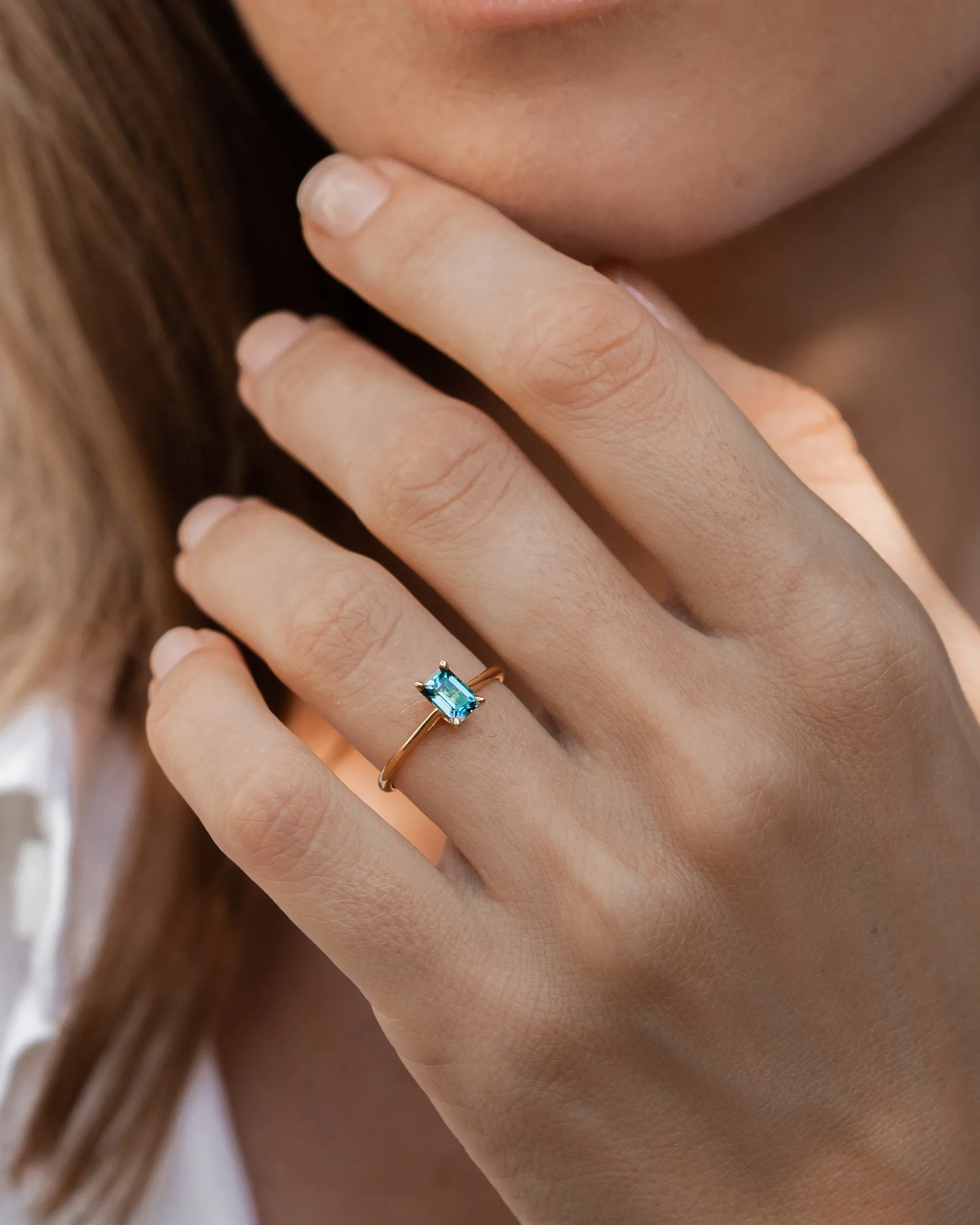 Baguette Ring London Blue Topaz - Charlotte