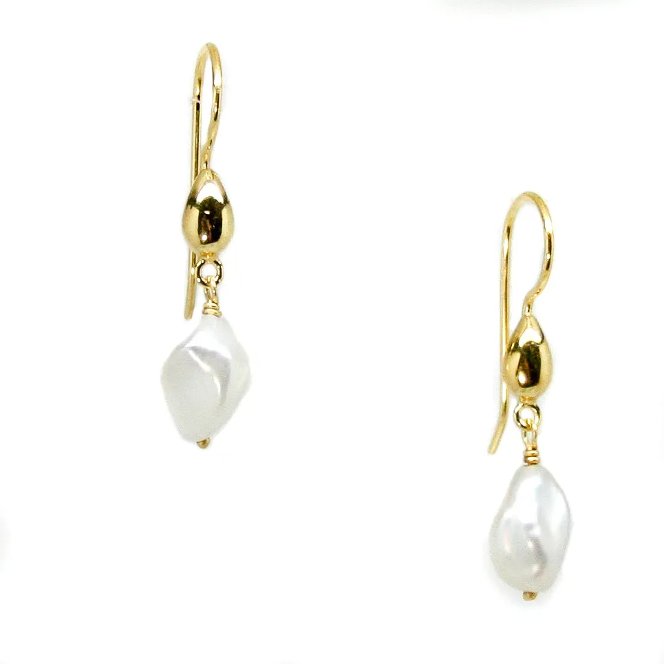 Baroque Pearl Gold Hook Earrings