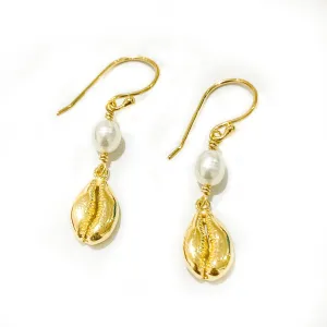 Beach Dreams Cowrie Shell Earrings Gold