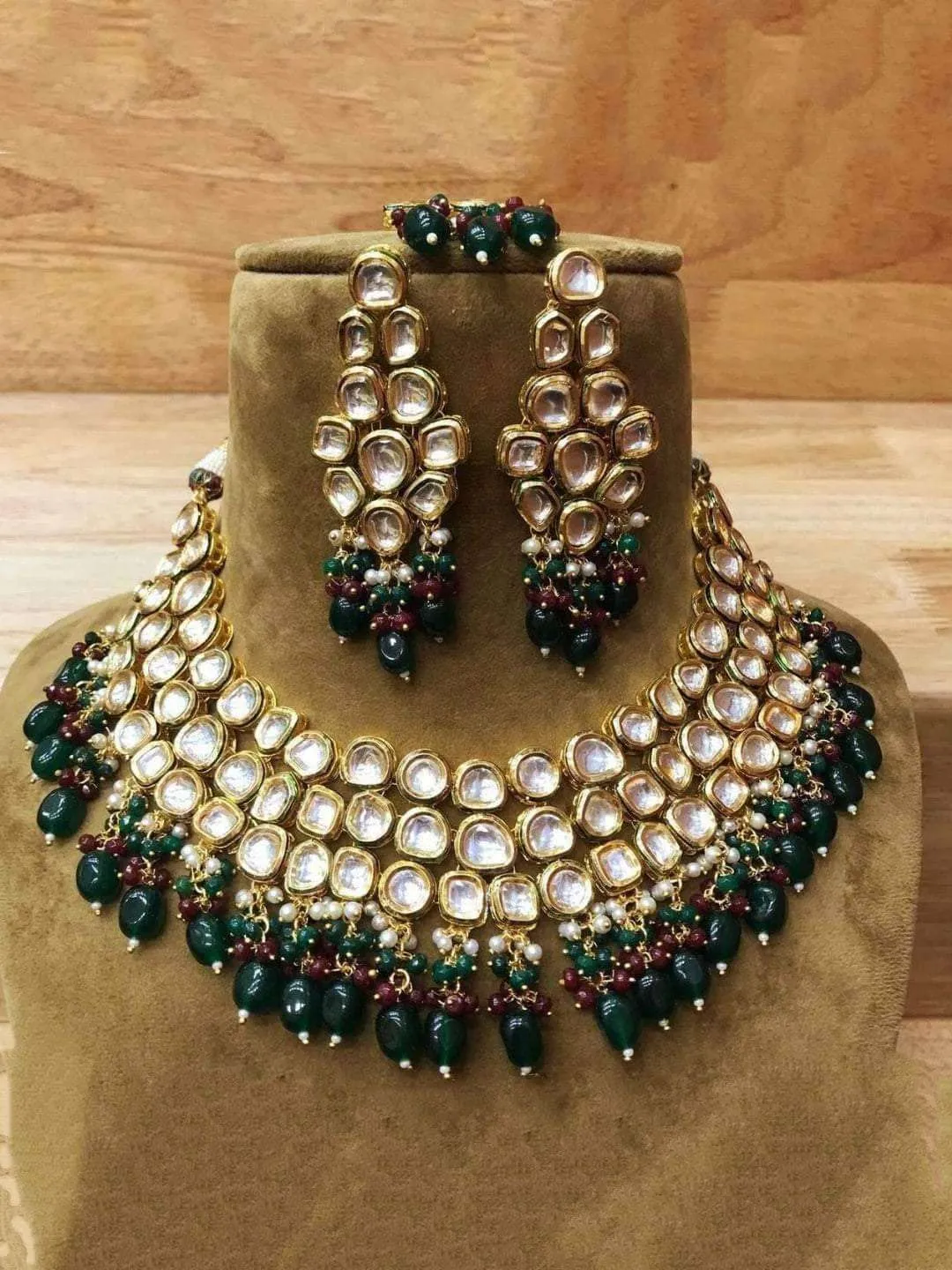 Big Flower Kundan Moti Necklace