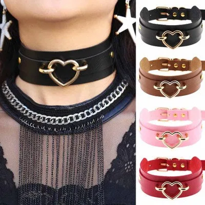 Black and Gold Heart Choker