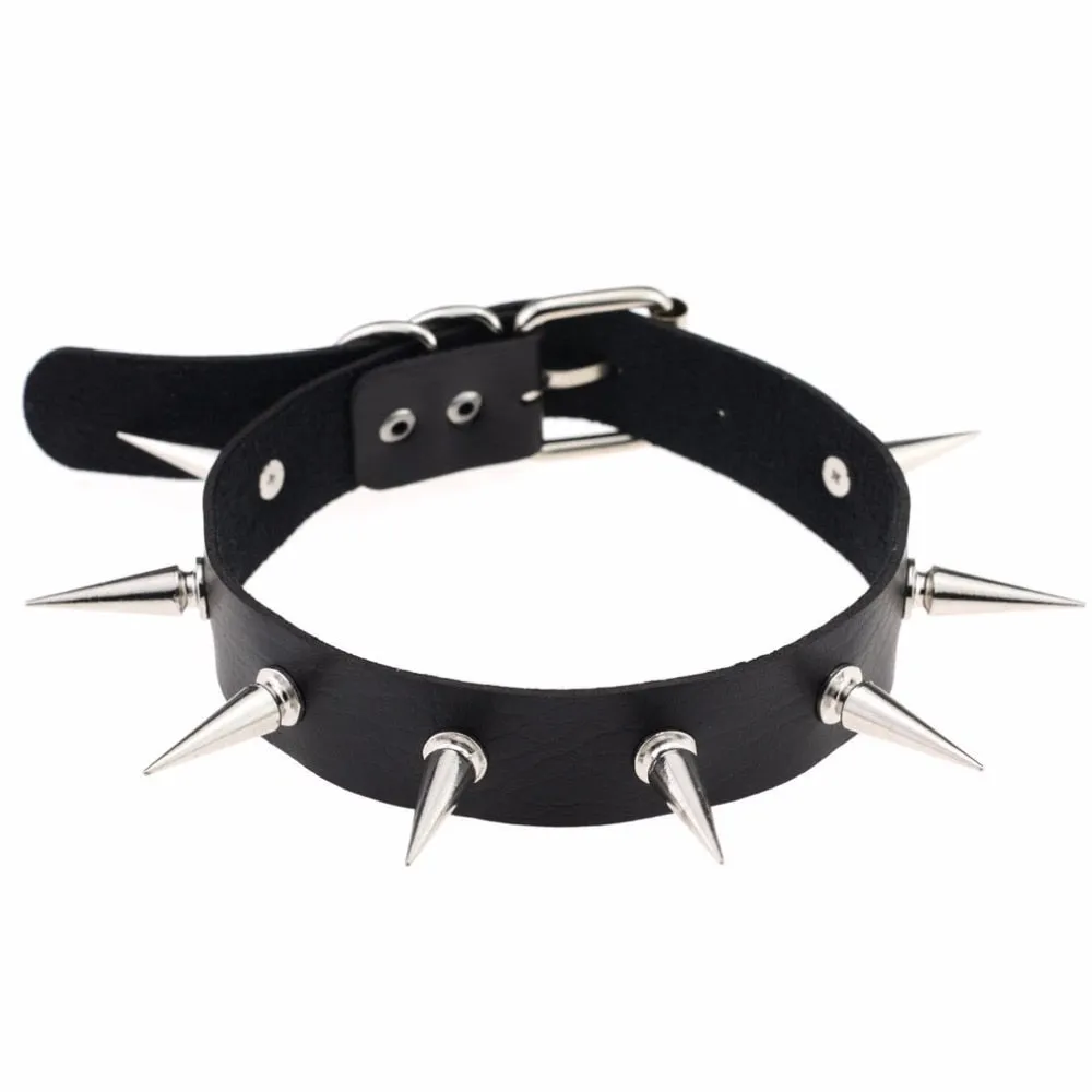 Black Spike Choker Belt Collar Women Pu Leather Goth Choker Necklace for Women Party Club Chockers Sexy Gothic Jewelry Harajuku