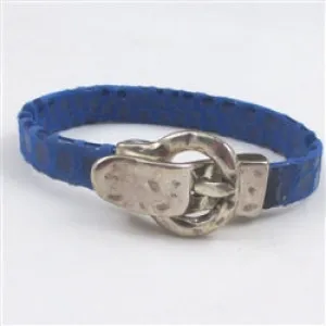 Blue Cancun Leather Bracelet Buckle Clasp