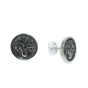 Boab Tree Silver Oxide Stud Earrings