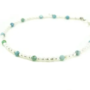 Boho Pearl Larimar Anklet