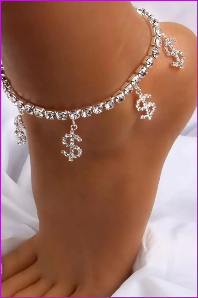 Boho "S" Shape Circle Chain Dollar Anklet F1943