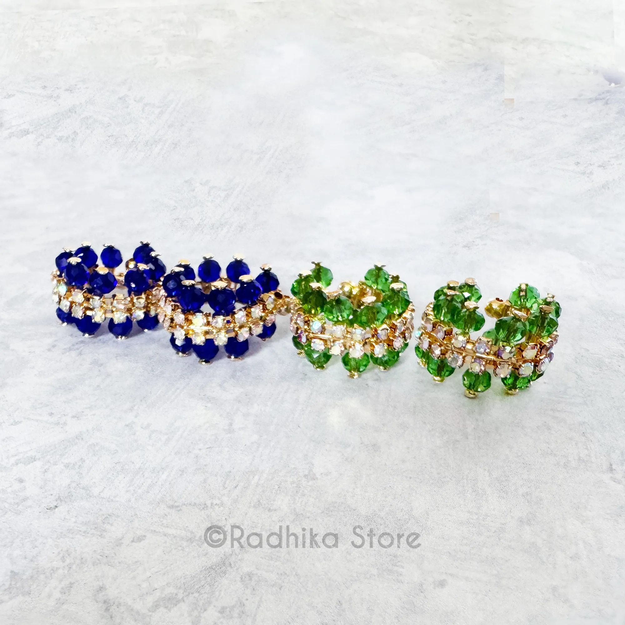 Brilliant Crystal - Bangles- Choose Size and Color-  Sapphire or Emerald