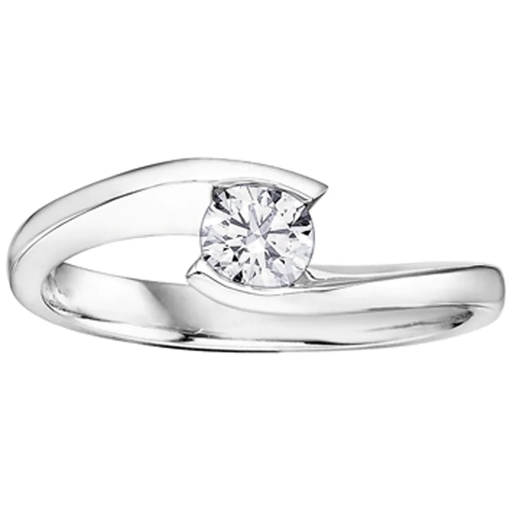 Bypass Solitaire Round Diamond Ring