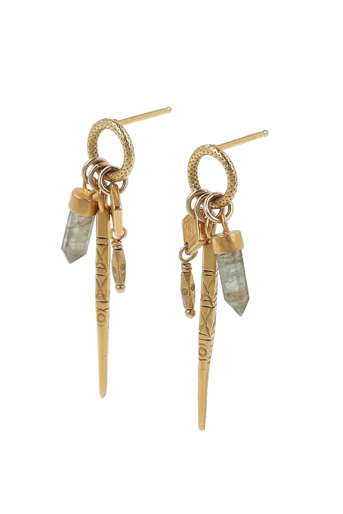 Chan Luu Labradorite Bullet Charms Earrings in Gold