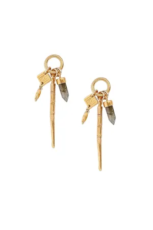 Chan Luu Labradorite Bullet Charms Earrings in Gold