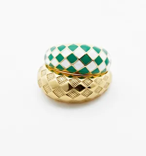 Checker Rings - Green Set of 2