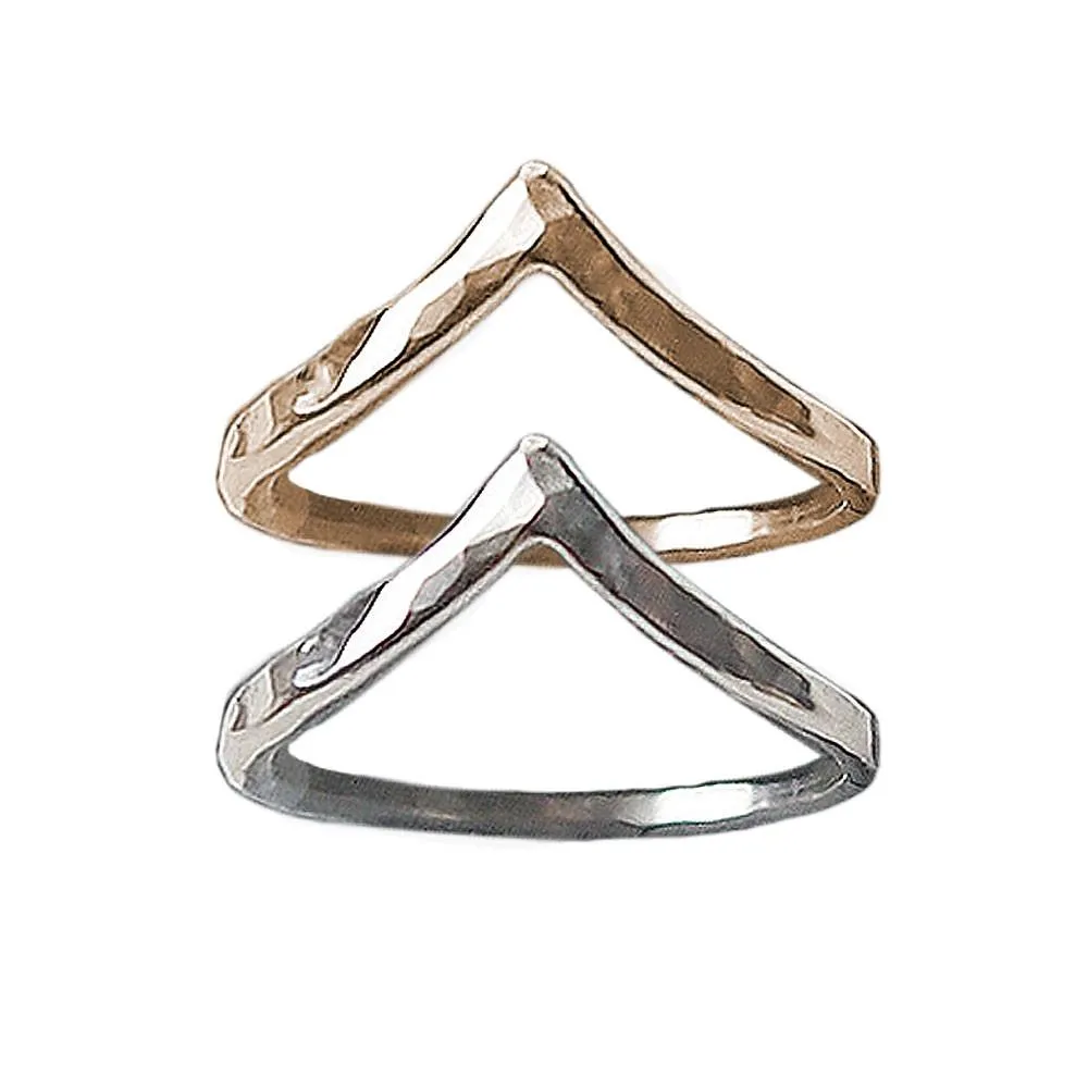 Chevron Stacking Ring - Hammered Texture