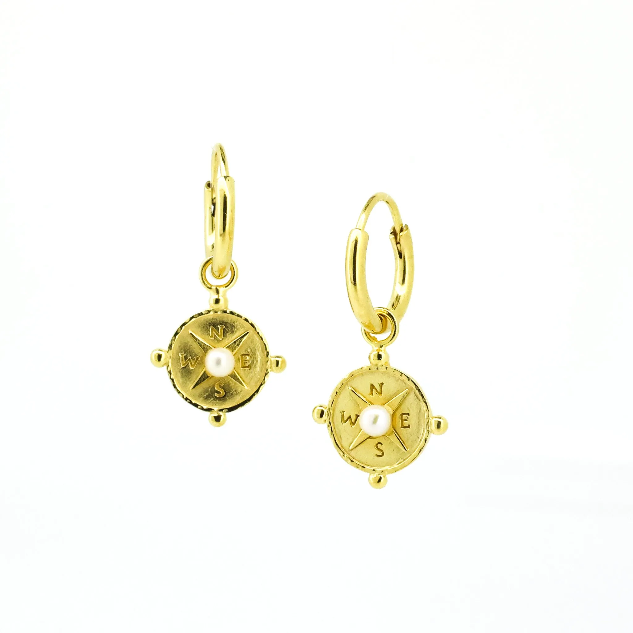 Compass Hoop Earrings Gold