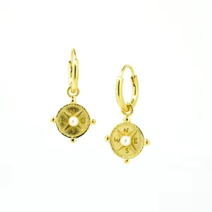 Compass Hoop Earrings Gold