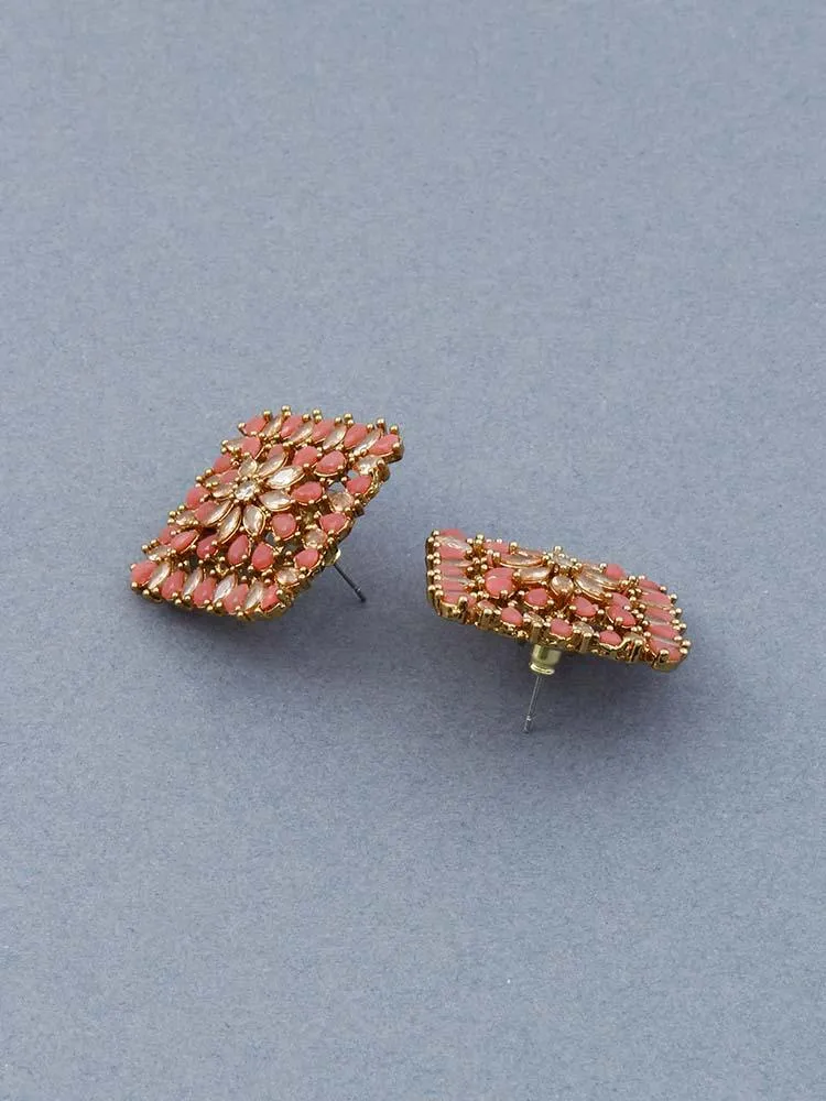 Coral Daliha Square Studs