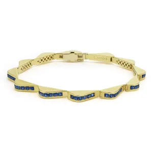 Couture 18K Gold Blue Sapphire Link Wave Bracelet