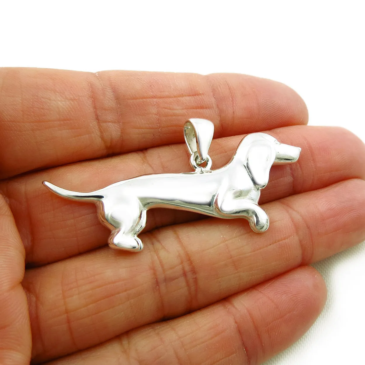 Dachshund Sterling Silver Canine Sausage Dog Pendant