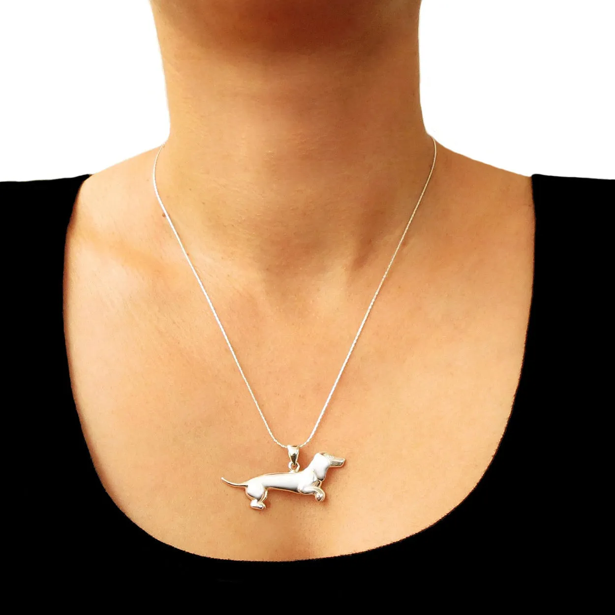 Dachshund Sterling Silver Canine Sausage Dog Pendant